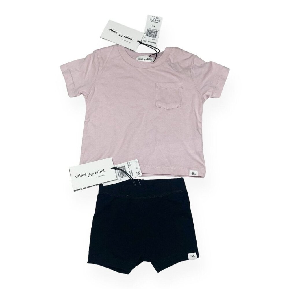 NWT Miles The Label 6 mos Organic Cotton Summer Tee + Shorts Outfit